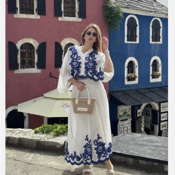 ZARA…contrast embroidered skirt ZW COLLECTION - Picture 11 of 13